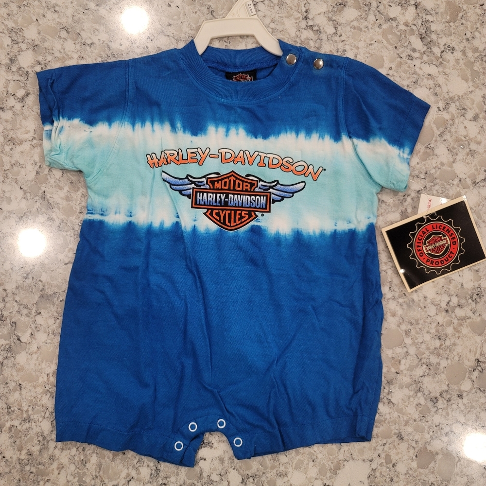 NWT Harley-Davidson Kid's Tie Blue Dye Onesie
